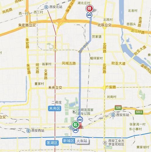 西安火車站到北三環(huán)大明宮建材市場怎么走